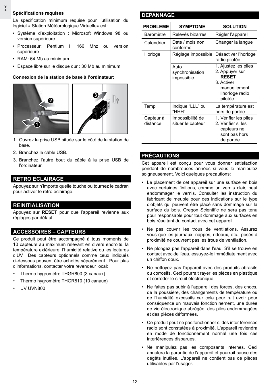 Oregon Scientific SCIENTICTM WEATHER STATION WMR100A User Manual | Page 56 / 115