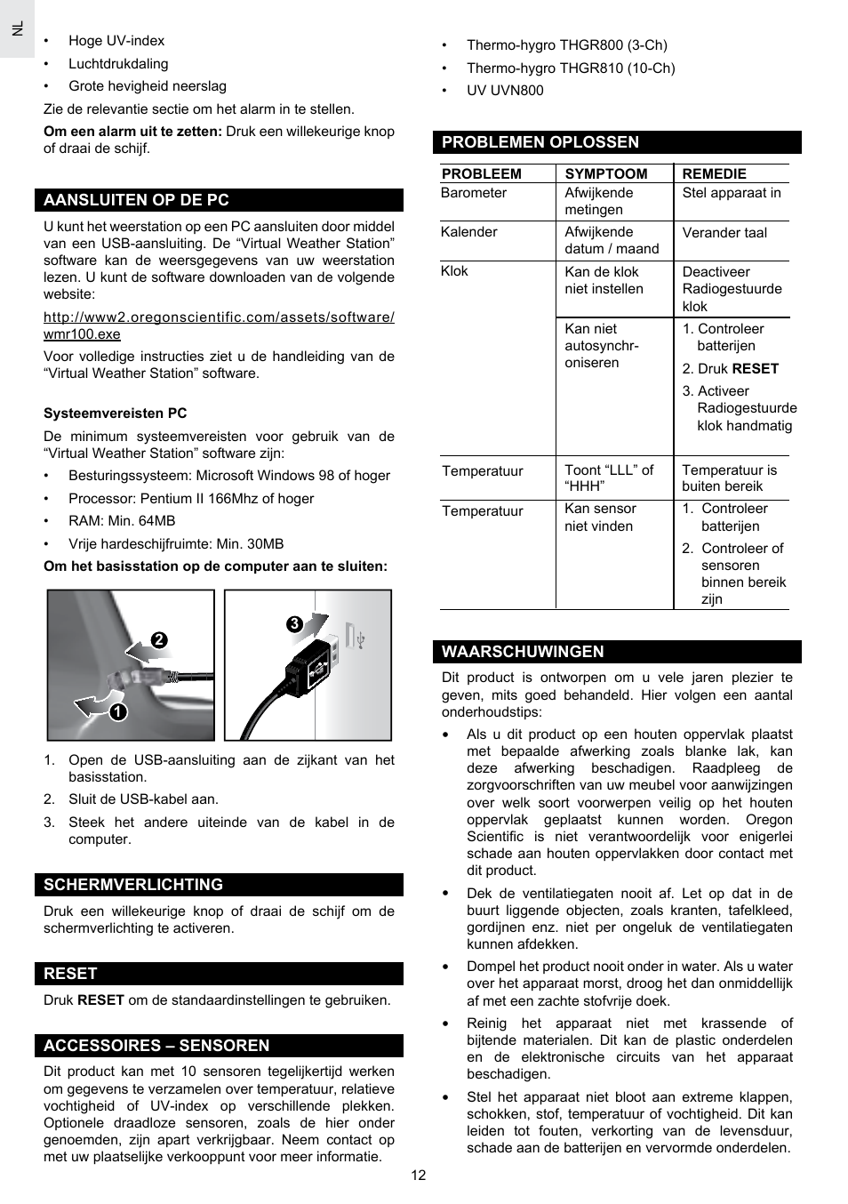 Oregon Scientific SCIENTICTM WEATHER STATION WMR100A User Manual | Page 84 / 115