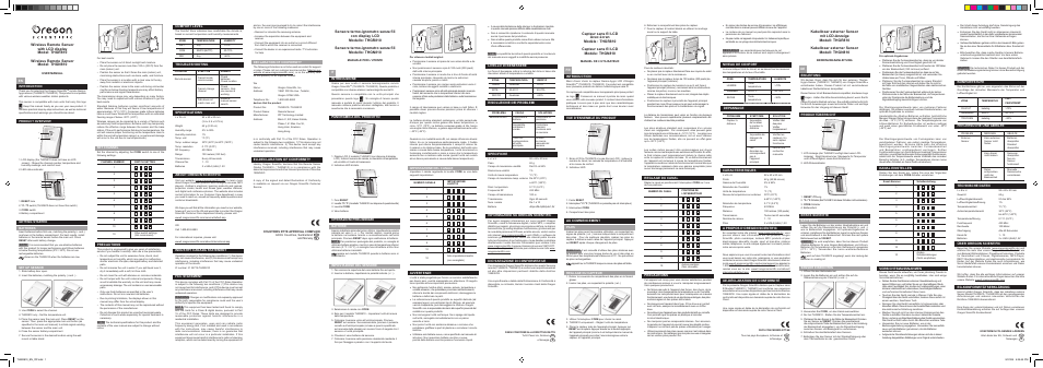 Oregon Scientific Wireless Remote Sensor THGR810 User Manual | 2 pages