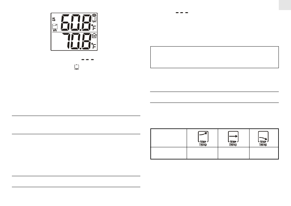 How to check remote and indoors temperatures, Disconnected signals, Temperature trend | Oregon Scientific MULTI-CHANNELIN-OUT CABLEFREETHERMOMETER EMR812 User Manual | Page 5 / 11