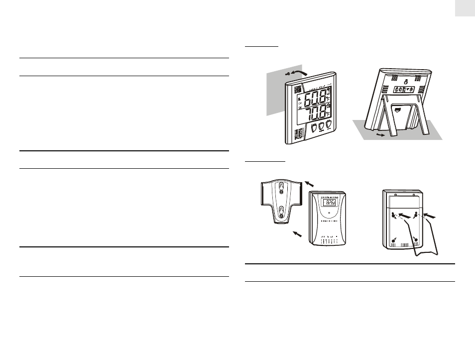 The reset button, Transmission collision, How to use the table stand or wall mounting | Oregon Scientific MULTI-CHANNELIN-OUT CABLEFREETHERMOMETER EMR812 User Manual | Page 7 / 11