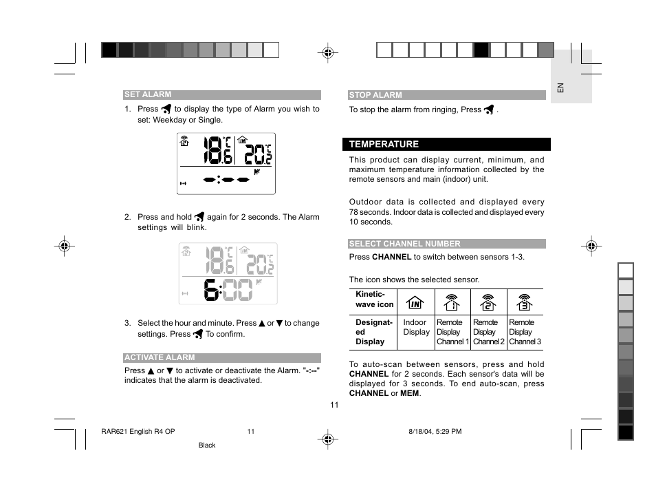 Oregon Scientific RAR621 User Manual | Page 12 / 17