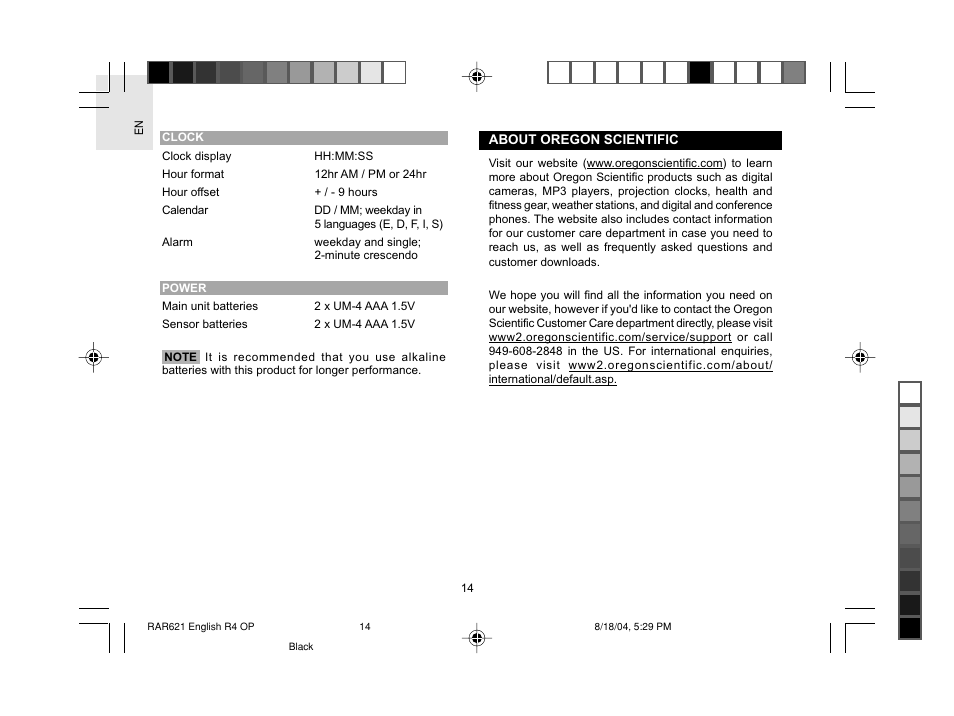 Oregon Scientific RAR621 User Manual | Page 15 / 17