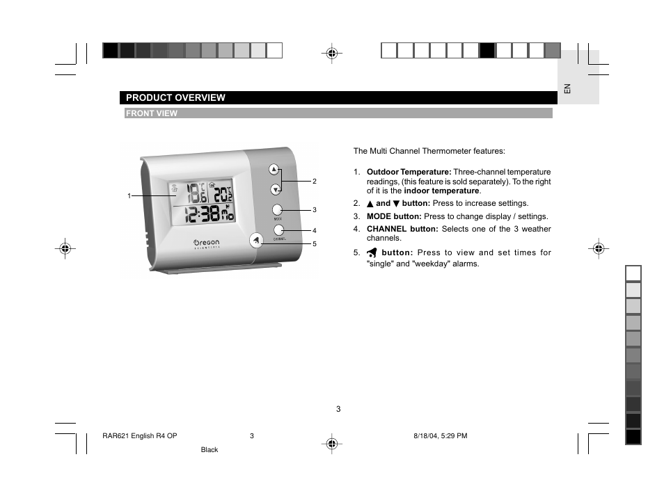 Oregon Scientific RAR621 User Manual | Page 4 / 17
