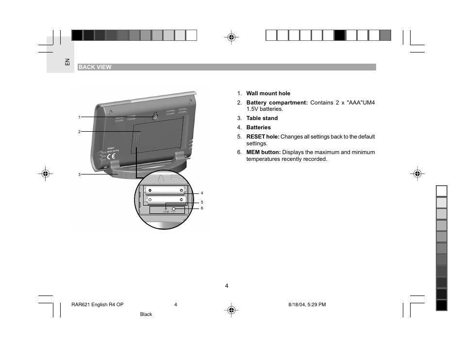 Oregon Scientific RAR621 User Manual | Page 5 / 17