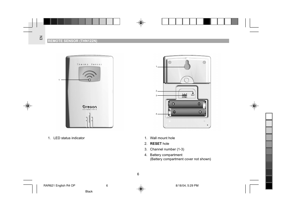 Oregon Scientific RAR621 User Manual | Page 7 / 17