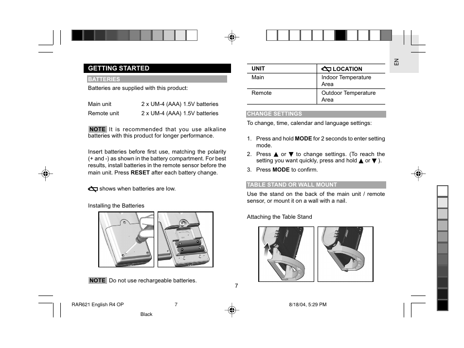 Oregon Scientific RAR621 User Manual | Page 8 / 17