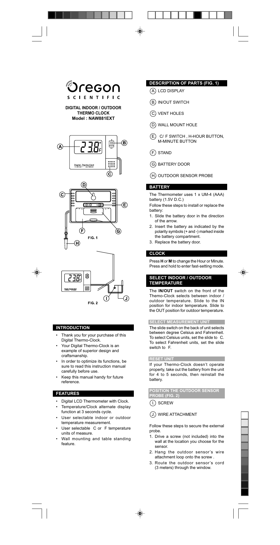 Oregon Scientific NAW881EXT User Manual | 2 pages