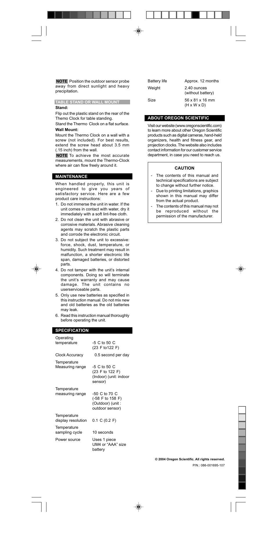 Oregon Scientific NAW881EXT User Manual | Page 2 / 2