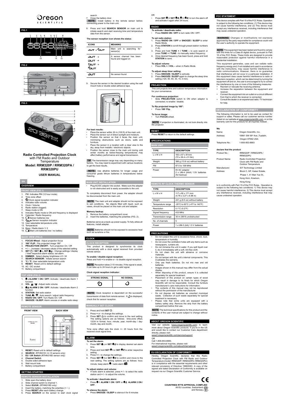 Oregon Scientific RRM320PU User Manual | 8 pages