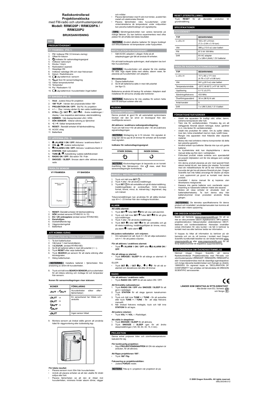 Oregon Scientific RRM320PU User Manual | Page 8 / 8