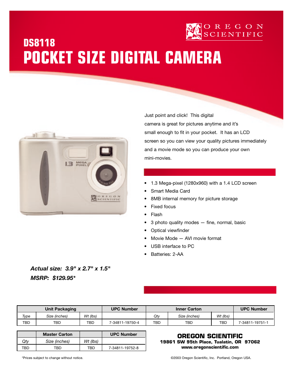 Oregon Scientific DS8118 User Manual | 1 page