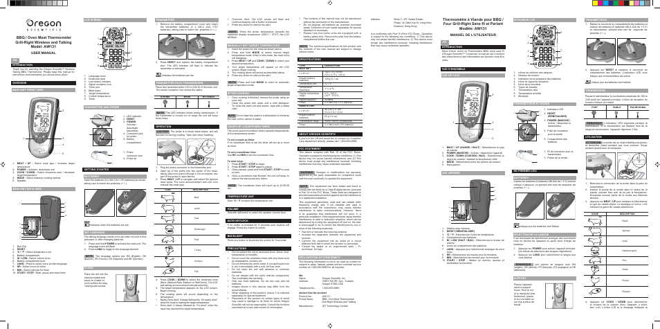 Oregon Scientific AW131 User Manual | 2 pages