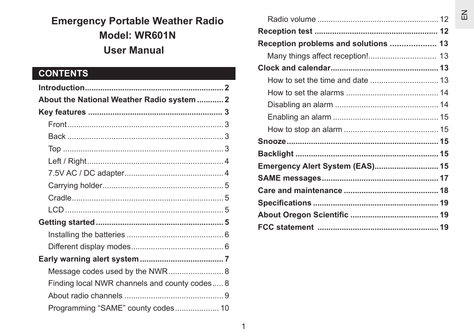 Oregon Scientific WR601N User Manual | Page 3 / 24