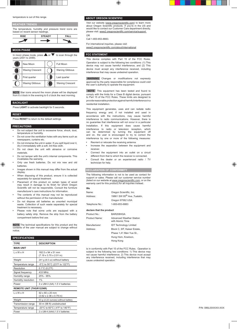 Oregon Scientific BAR208HGA User Manual | Page 2 / 2