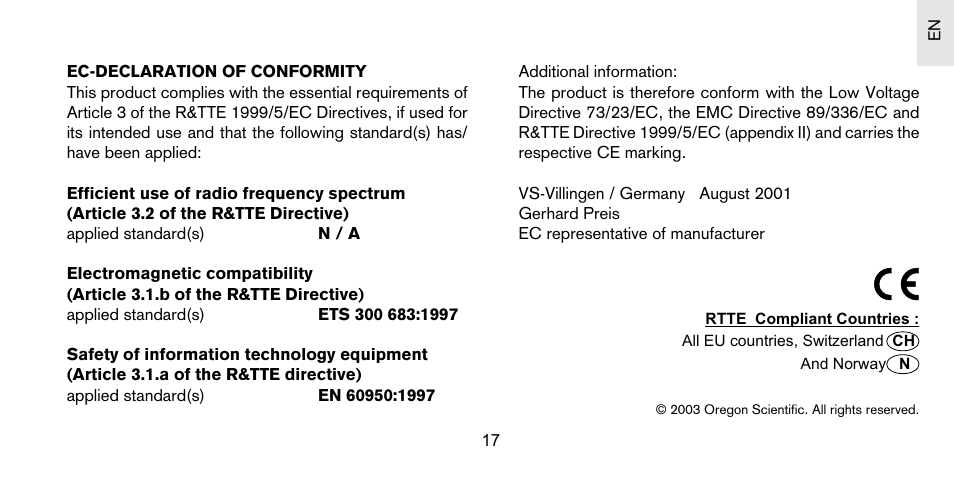 Oregon Scientific S+ARCK PS-S03U User Manual | Page 18 / 18