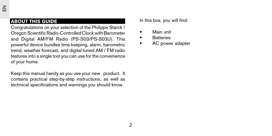 Oregon Scientific S+ARCK PS-S03U User Manual | Page 3 / 18