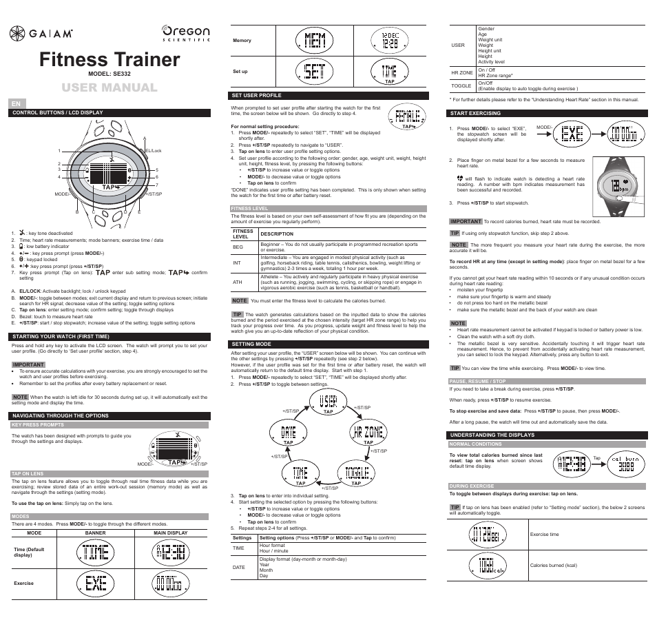 Oregon Scientific SE332 User Manual | 2 pages