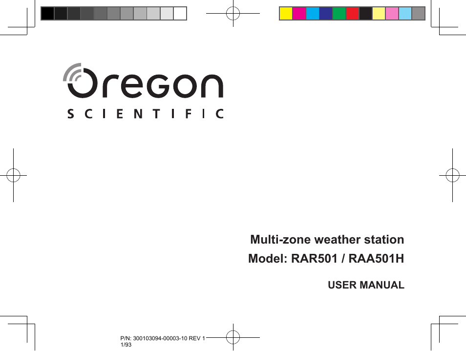 Oregon Scientific RAR501 User Manual | 93 pages