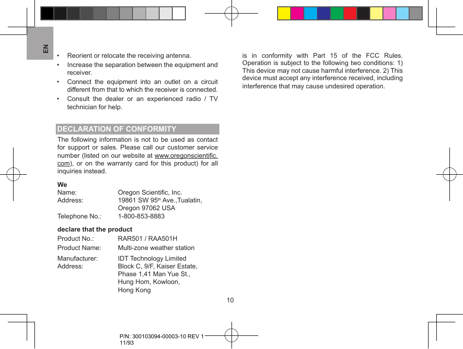 Oregon Scientific RAR501 User Manual | Page 11 / 93