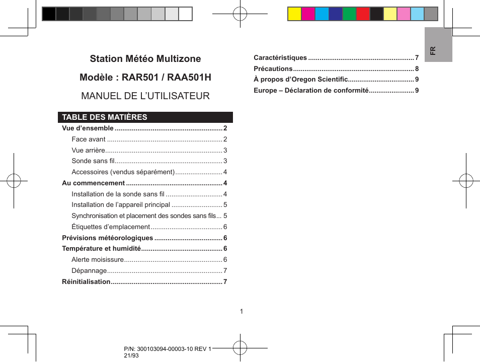 Oregon Scientific RAR501 User Manual | Page 21 / 93