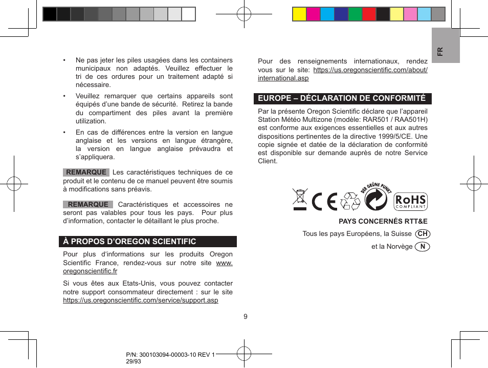 Oregon Scientific RAR501 User Manual | Page 29 / 93