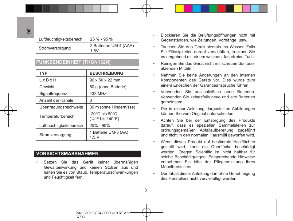 Oregon Scientific RAR501 User Manual | Page 37 / 93