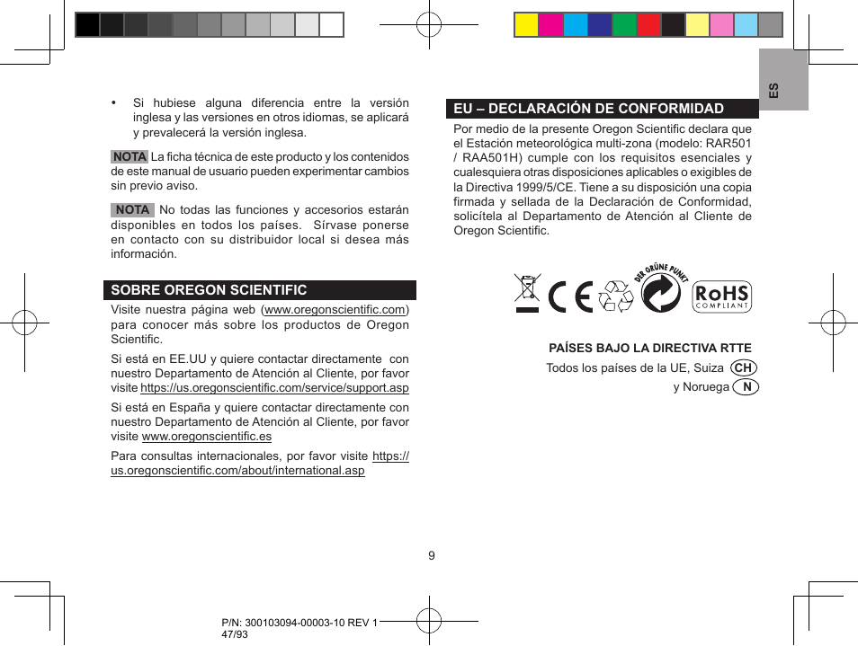 Oregon Scientific RAR501 User Manual | Page 47 / 93