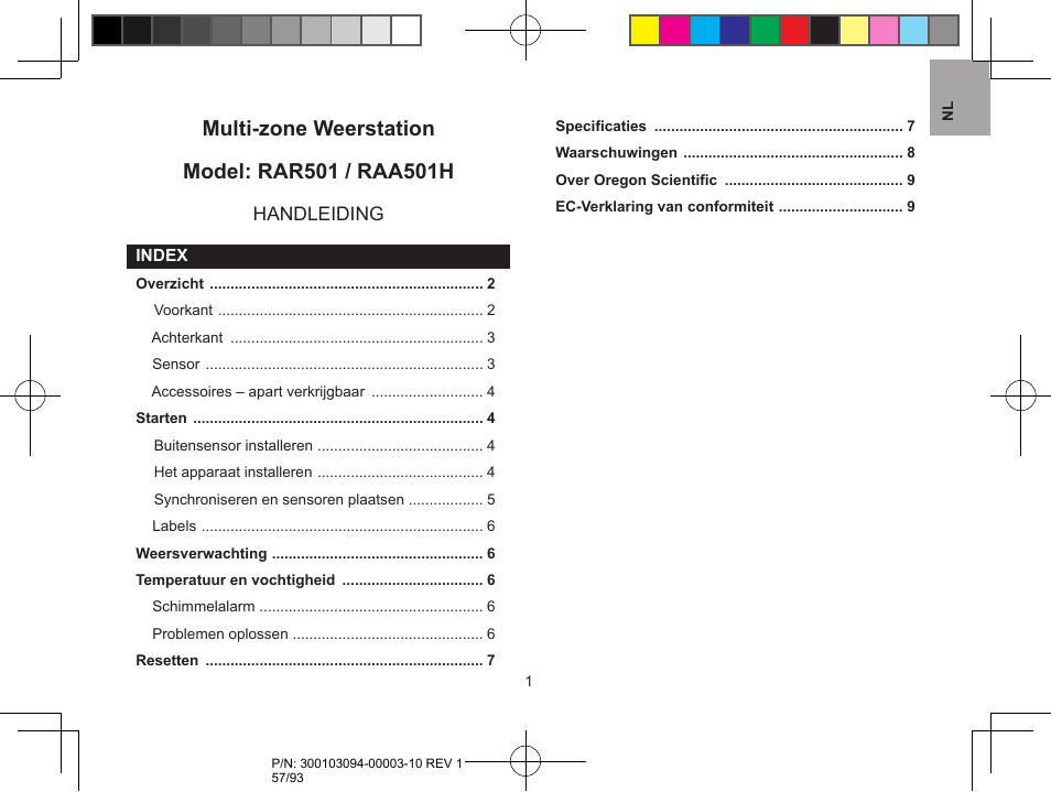 Oregon Scientific RAR501 User Manual | Page 57 / 93