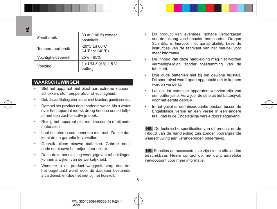 Oregon Scientific RAR501 User Manual | Page 64 / 93