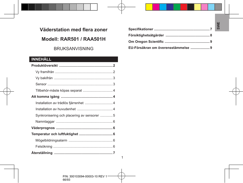 Oregon Scientific RAR501 User Manual | Page 66 / 93