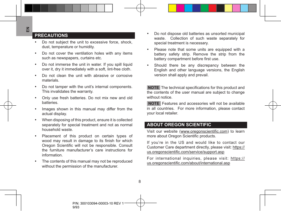 Oregon Scientific RAR501 User Manual | Page 9 / 93