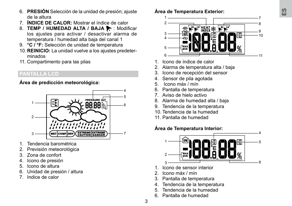 Pantalla lcd | Oregon Scientific 086L004438-013 User Manual | Page 15 / 94