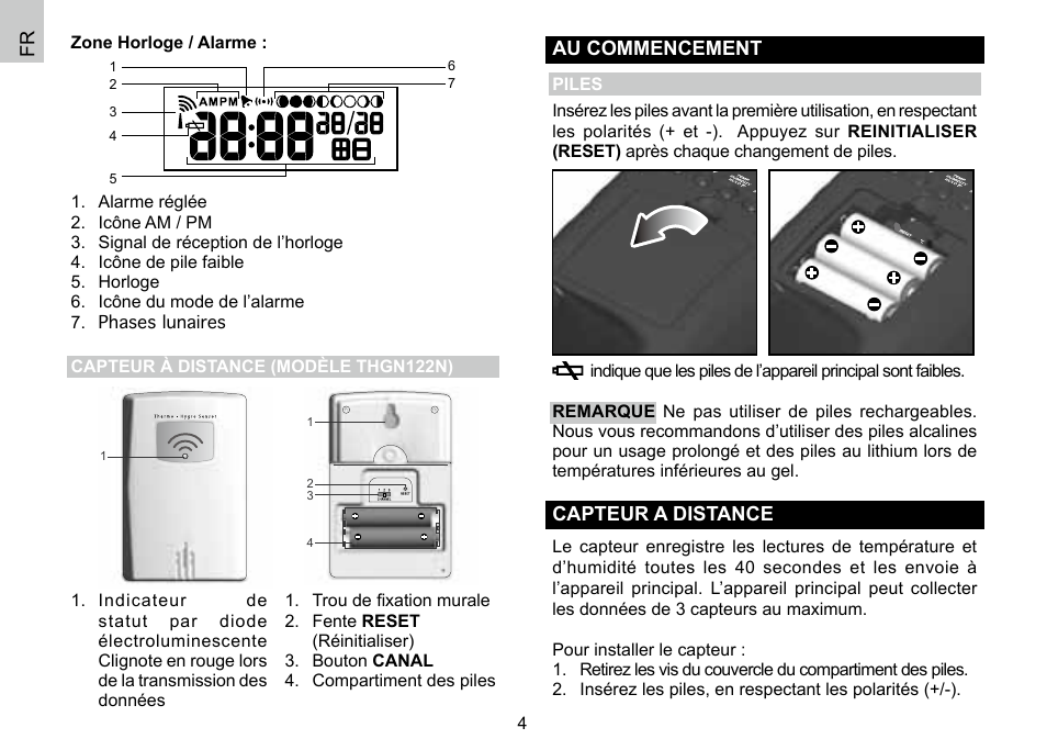 Au commencement, Capteur a distance | Oregon Scientific 086L004438-013 User Manual | Page 40 / 94