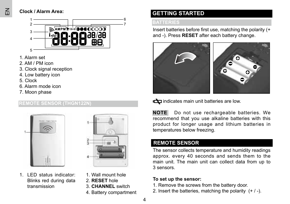 Getting started | Oregon Scientific 086L004438-013 User Manual | Page 5 / 94