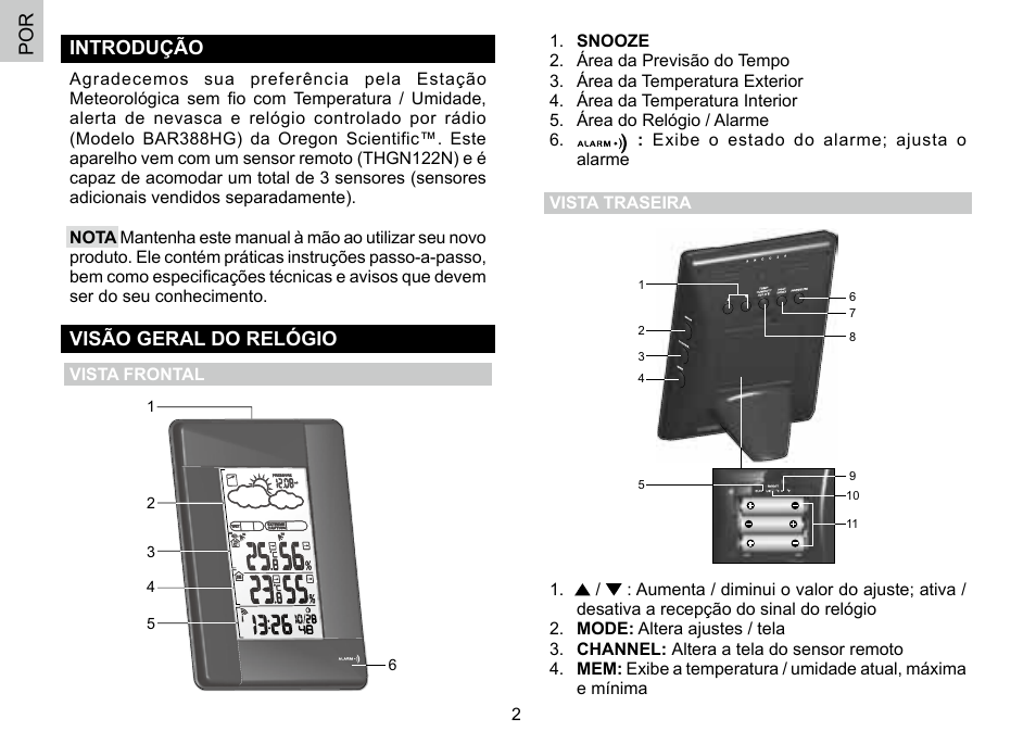 Por introdução, Visão geral do relógio | Oregon Scientific 086L004438-013 User Manual | Page 73 / 94