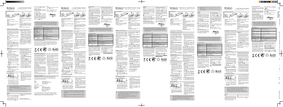 Oregon Scientific CW101 User Manual | 2 pages