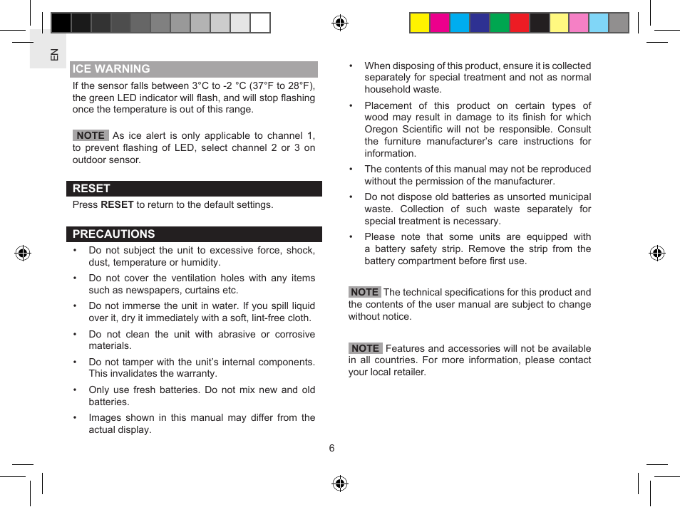 Oregon Scientific Solar Clock with Indoor/Outdoor Temeprature RMR802 User Manual | Page 6 / 10