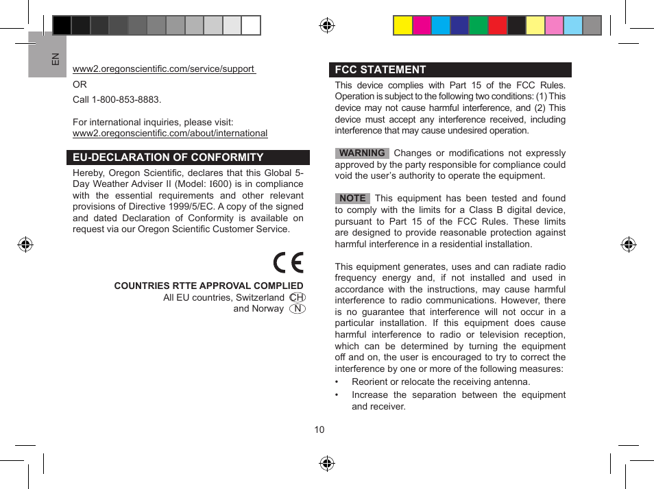 Oregon Scientific Global 5-Day Weather Adviser II I600 User Manual | Page 10 / 13
