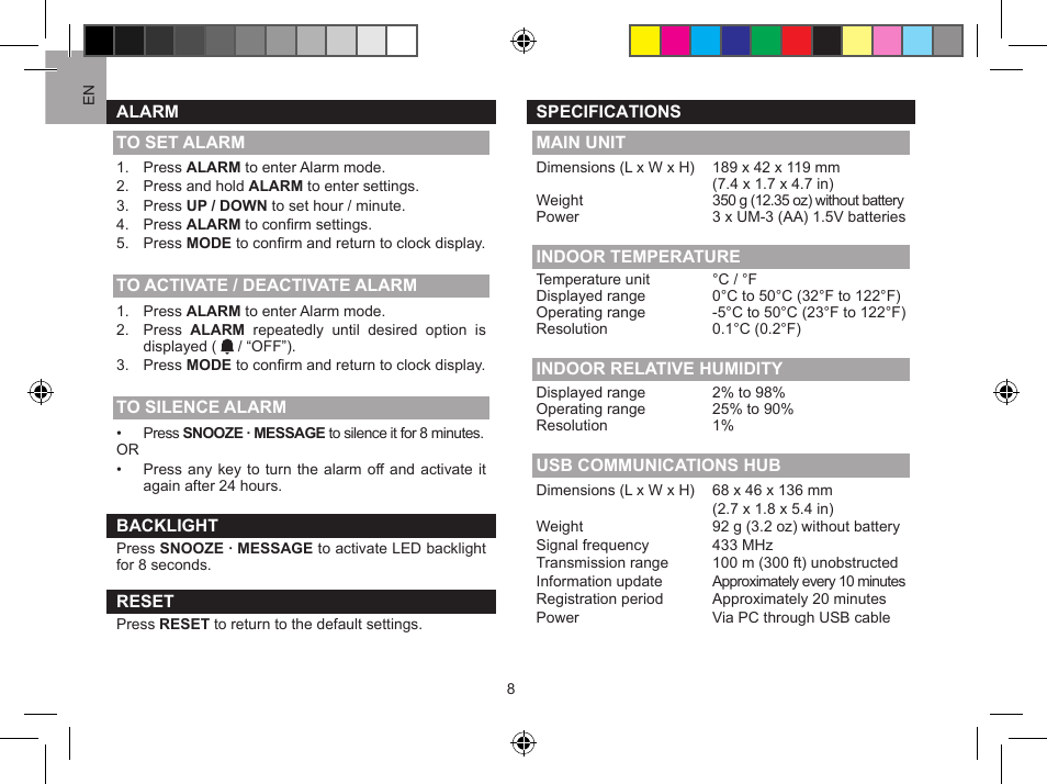 Oregon Scientific Global 5-Day Weather Adviser II I600 User Manual | Page 8 / 13