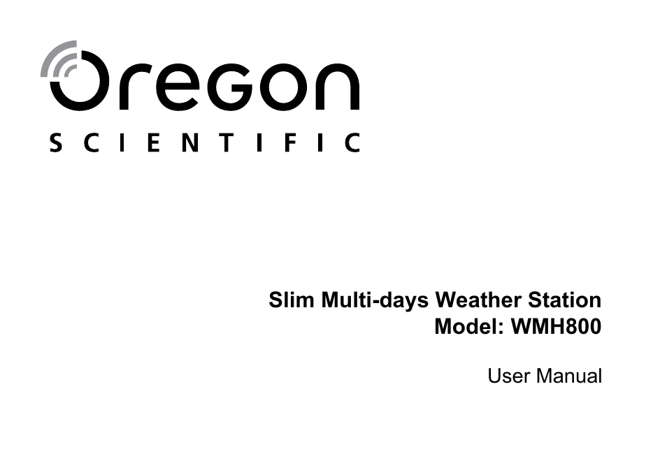 Oregon Scientific WMH800 User Manual | 78 pages