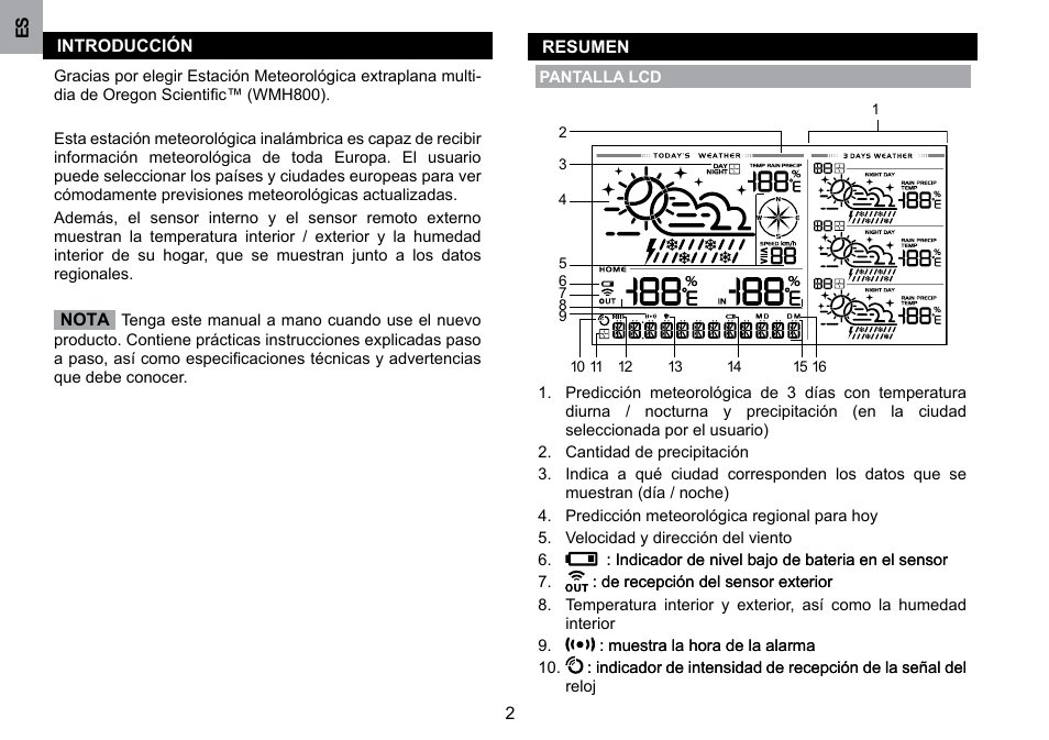 Oregon Scientific WMH800 User Manual | Page 12 / 78