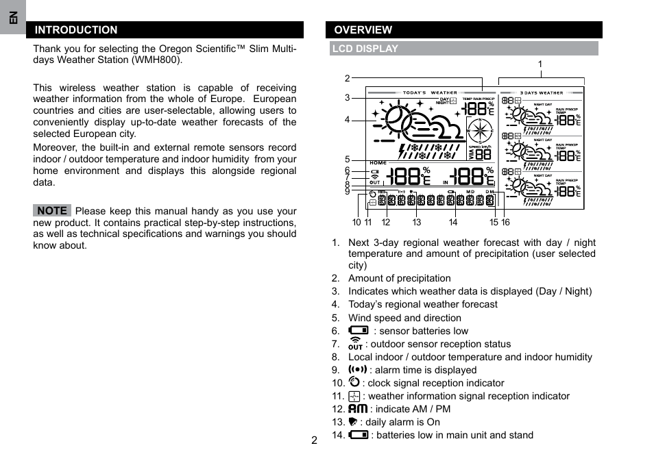 Oregon Scientific WMH800 User Manual | Page 3 / 78