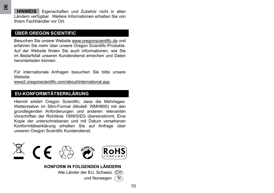 Oregon Scientific WMH800 User Manual | Page 30 / 78