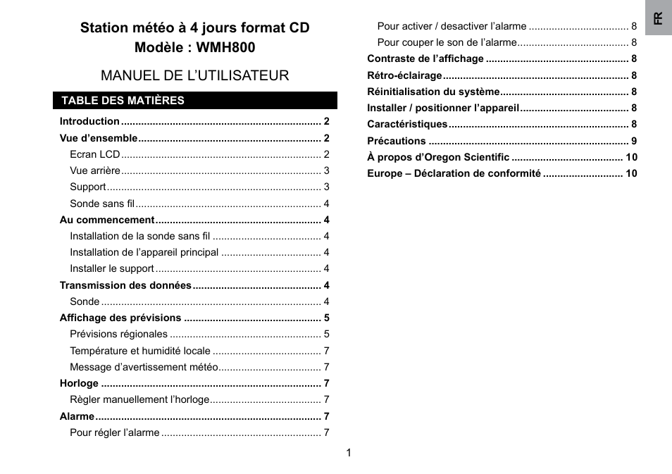 Oregon Scientific WMH800 User Manual | Page 31 / 78