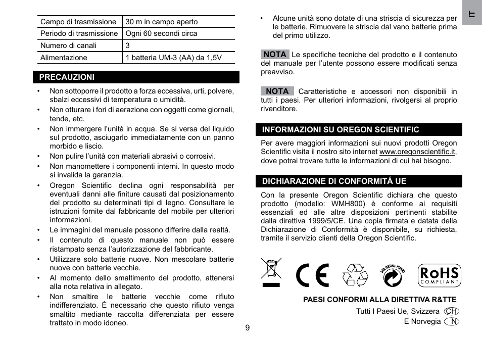 Oregon Scientific WMH800 User Manual | Page 49 / 78