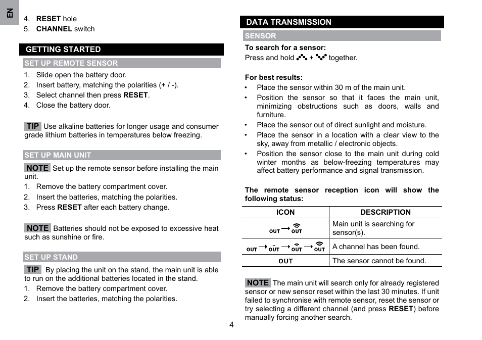 Oregon Scientific WMH800 User Manual | Page 5 / 78