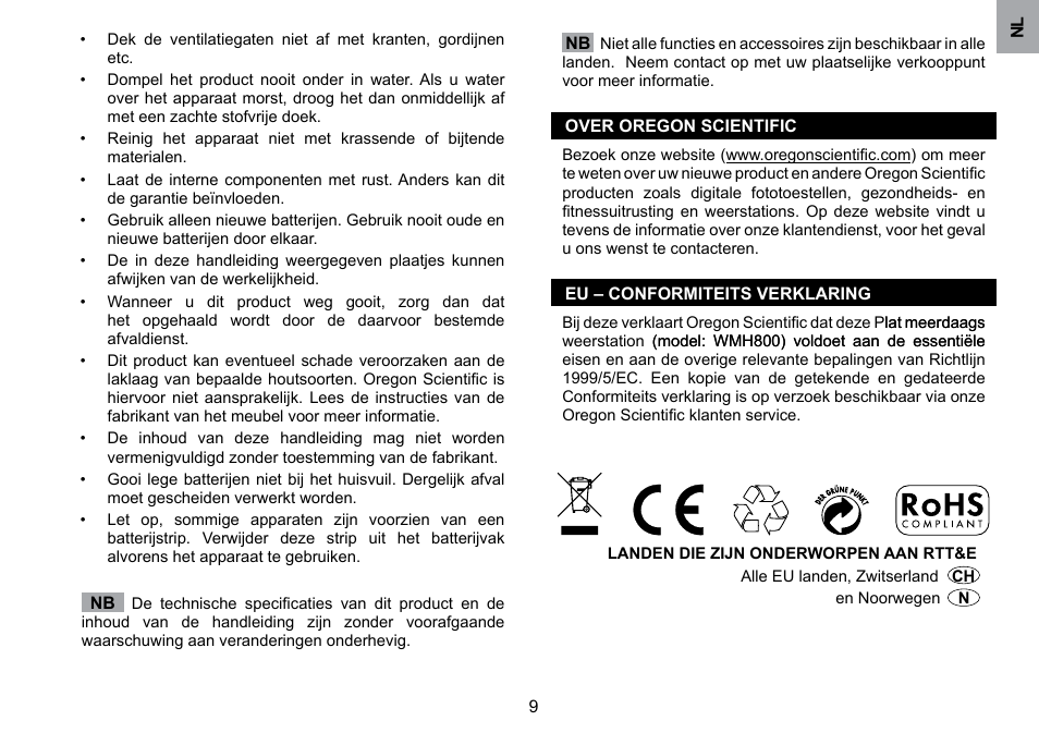 Oregon Scientific WMH800 User Manual | Page 58 / 78