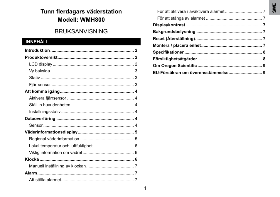 Oregon Scientific WMH800 User Manual | Page 69 / 78