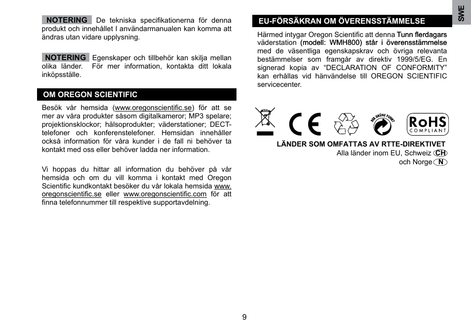 Oregon Scientific WMH800 User Manual | Page 77 / 78